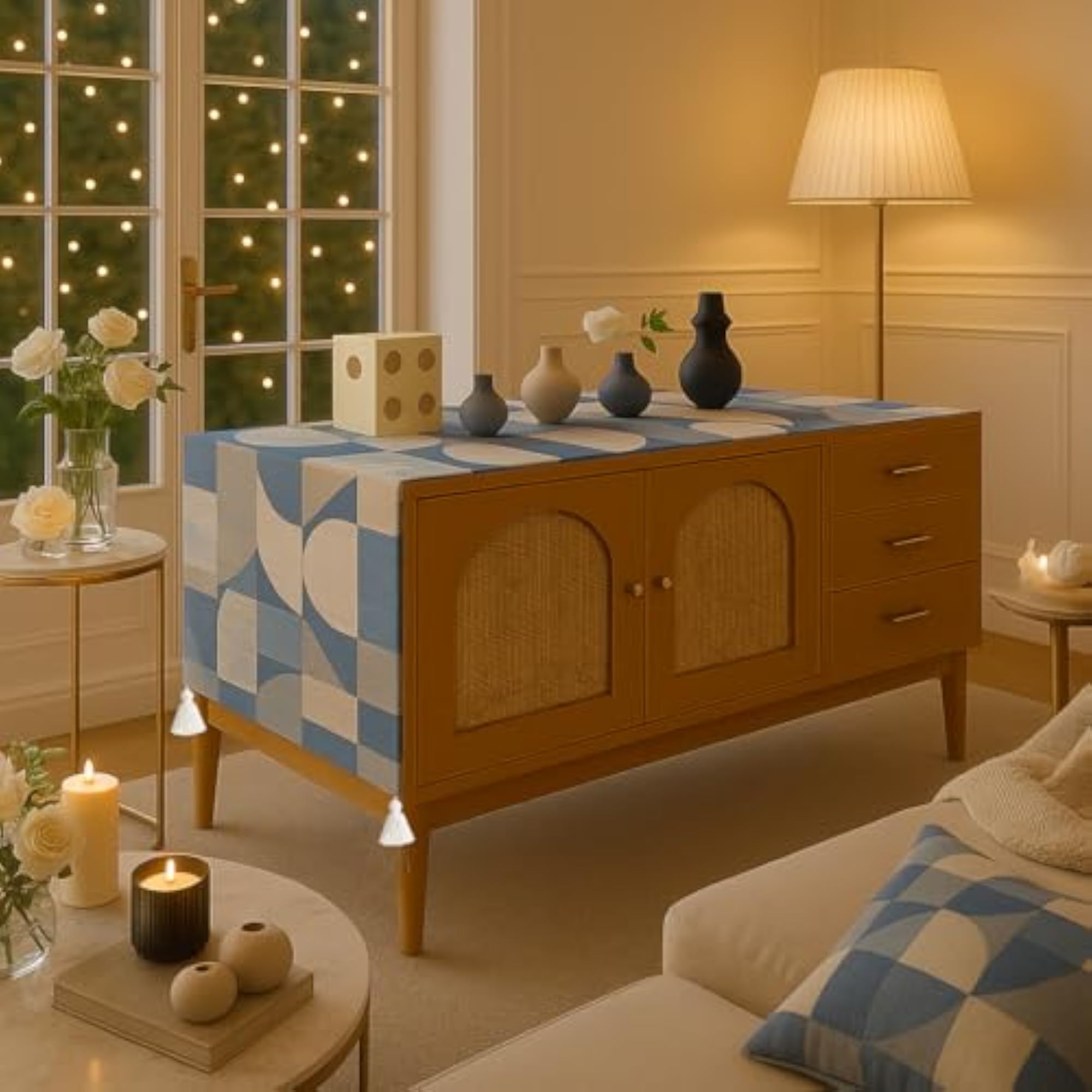 Geometric Console Runner for Entryway Cabinet
